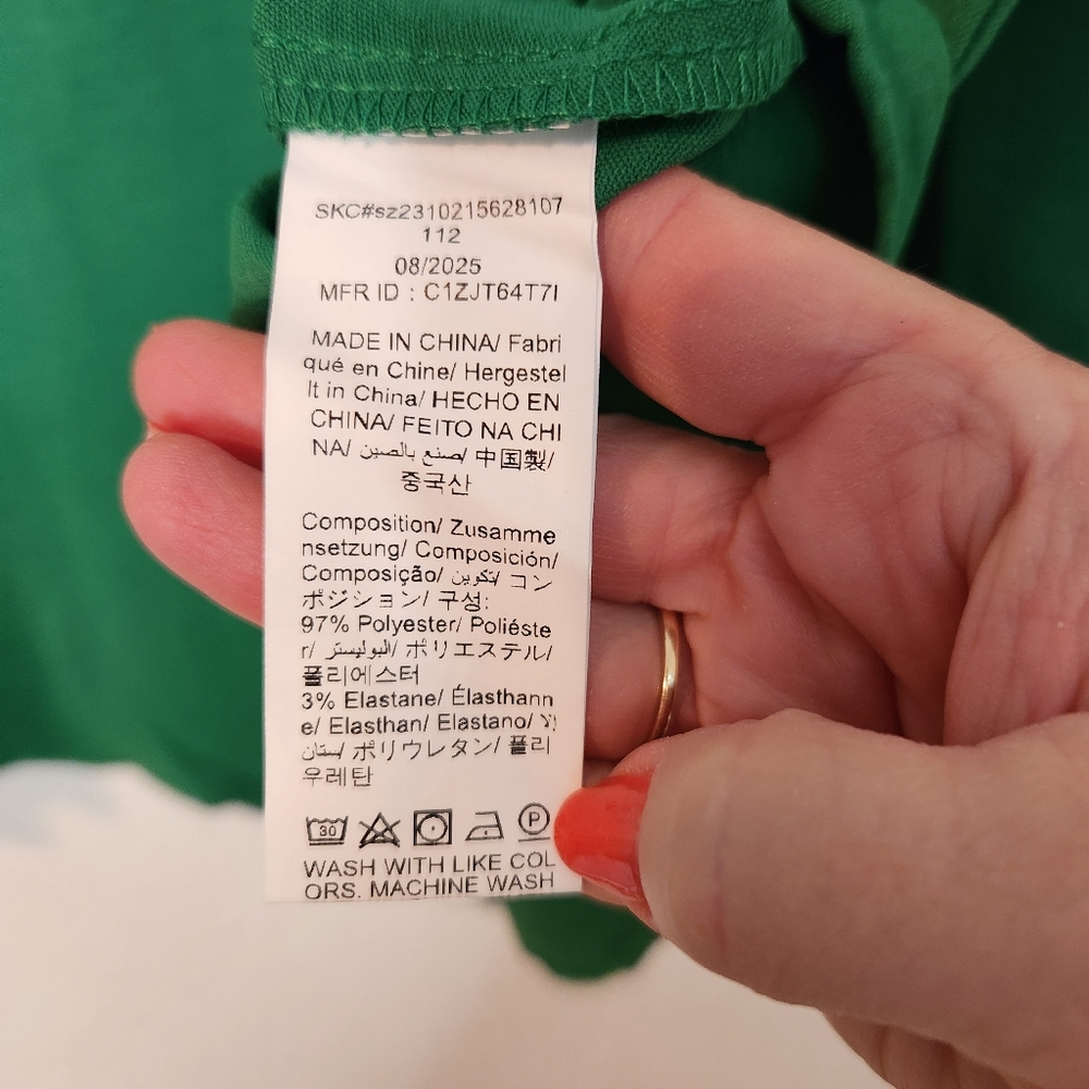 NWOT‎ Shein Green V-Neck Long Sleeve Top, Size 2XL - Picture 4 of 5
